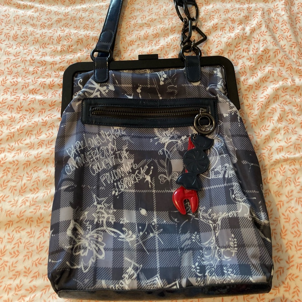 LeSportsac Plaid Doodle Garbo Large Handbag Y2K
